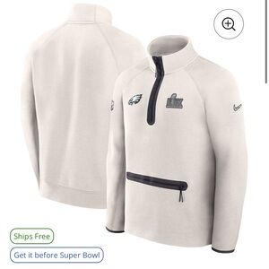 Philadelphia Eagles Nike Super Bowl LIX Opening Night Tech Fleece Half-Zip Top